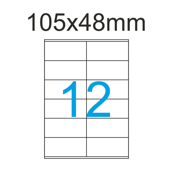 300 Etiketten 105 x 48 mm auf DIN A4 Bogen Selbstklebend - 25 Blatt - Wei&szlig;