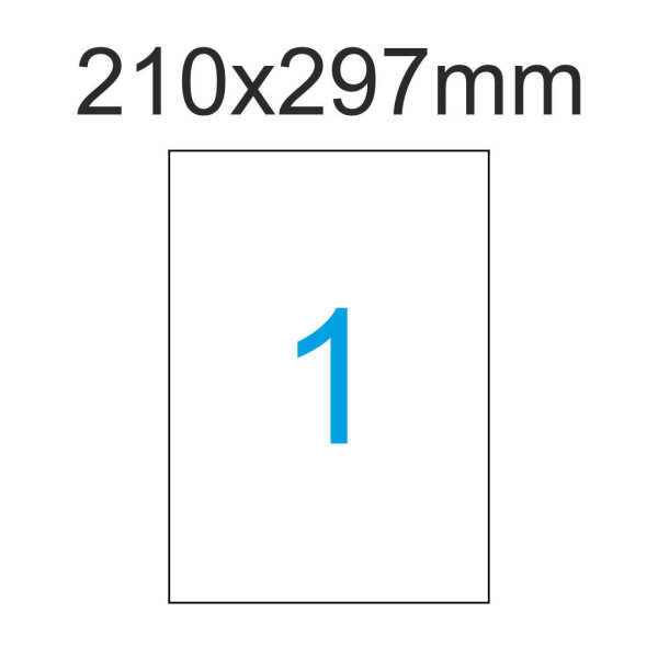 10 Etiketten 210 x 297 mm auf DIN A4 Bogen Selbstklebend - 10 Blatt - Wei&szlig;