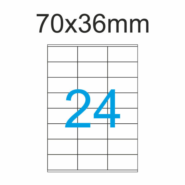 600 Etiketten 70 x 36 mm auf DIN A4 Bogen Selbstklebend - 25 Blatt - Wei&szlig;
